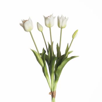 Real Touch Tulip Bundle x5 L45cm White