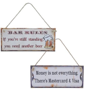 Wall Hanger Metal Bar/Money 30x13cm 2 assortie