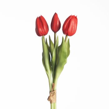 Real Touch Tulip Bundle x3 L30cm Red