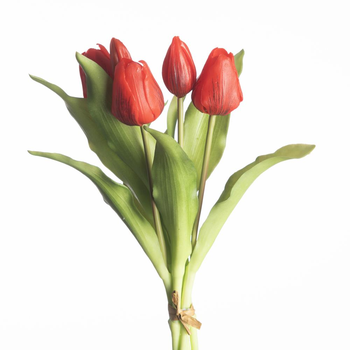 Real Touch Tulip Bundle x5 L31cm Red