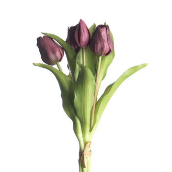 Real Touch Tulip Bundle x5 L31cm Aubergine