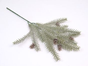 Pine spray green iced with cones 42cm