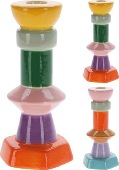 KERZENSTÄNDER MIX STAPEL KERAMIK D8,5 H17CM 2 SORTIERT DESIGN