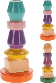 KERZENSTÄNDER MIX STAPEL KERAMIK D8,7 H20CM 2 SORTIERT DESIGN