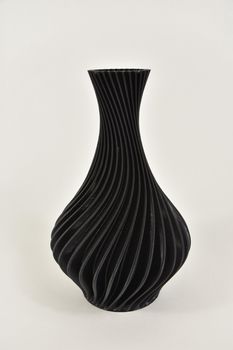 Spirale Vase schwarz, 3d gedruckt D14 H22cm