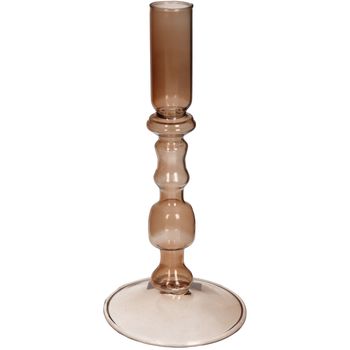 Candle Stick Glass Light-Brown 9x9x19.5cm