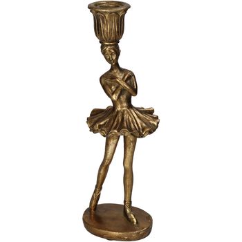Candle Stick Ballerina Polyresin Gold 9x8x28cm