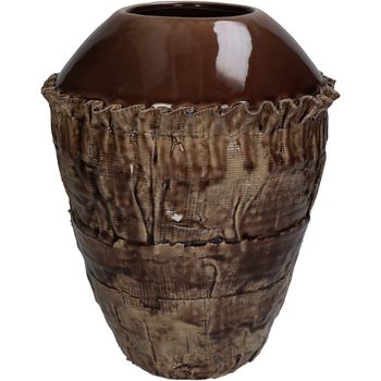 Vase Bark Fine Earthenware Brown 22.5x22.5x28cm