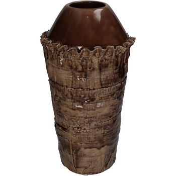 Vase Bark Fine Earthenware Brown 18.5x18.5x37cm