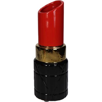 Vase Lipstick Fine Earthenware Red 10x10x27cm