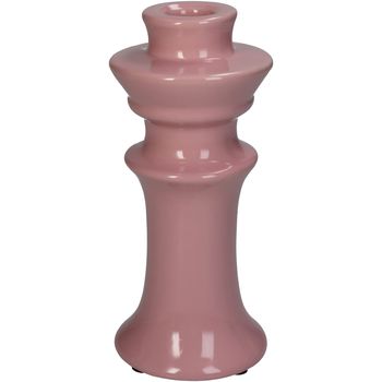 Candle Stick Fine Earthenware Pink 8x8x18cm