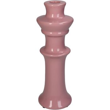 Candle Stick Fine Earthenware Pink 8x8x24cm