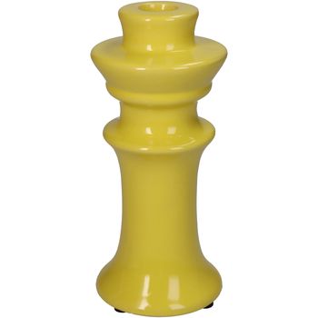 Candle Stick Fine Earthenware Yellow 8x8x18cm