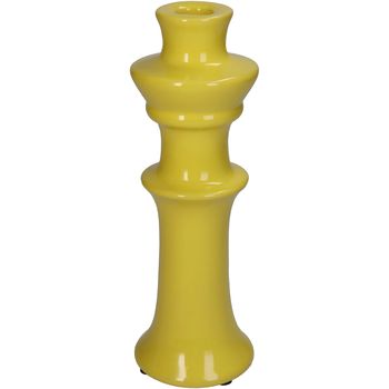 Candle Stick Fine Earthenware Yellow 8x8x24cm