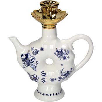 Candle Stick Teapot Porcelain Blue 16x7x19cm