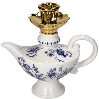 Candle Stick Teapot Porcelain Blue 17x9x16cm