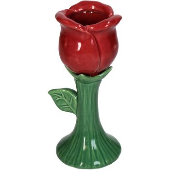 Vase Rose Fine Earthenware Red 7x7x16.8cm