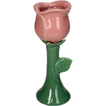 Vase Rose Fine Earthenware Pink 7.9x7.7x21.5cm