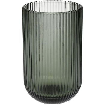 Tumbler Stripe Glass Grey 8x8x13cm