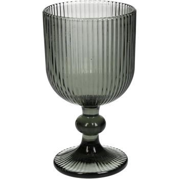 Wineglass Stripe Glass Grey 8x8x15.5cm
