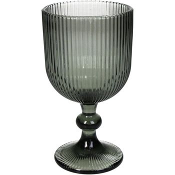 Wineglass Stripe Glass Grey 9x9x17cm