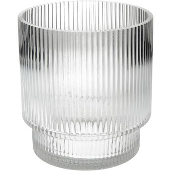 Vase Stripe Glass Clear 16x16x17cm