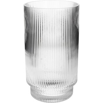 Vase Stripe Glass Clear 16x16x28cm