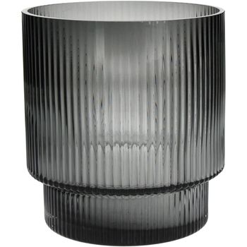 Vase Stripe Glass Grey 16x16x17cm