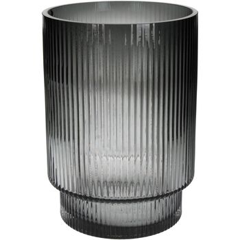 Vase Streifen Glas Grau 16x16x22cm