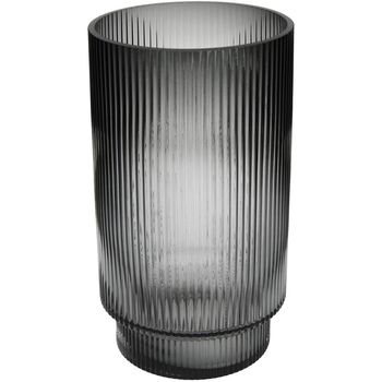 Vase Stripe Glass Grey 16x16x28cm