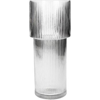Vase Stripe Glass Clear 10.5x10.5x24.5cm
