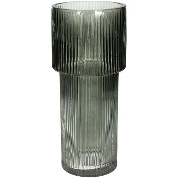 Vase Stripe Glass Grey 10.5x10.5x24.5cm