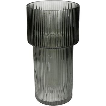 Vase Stripe Glass Grey 14.5x14.5x29cm