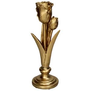 Candle Stick Tulip Polyresin Gold 11x9x27.5cm