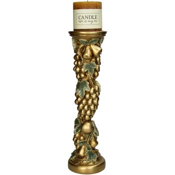 Candle Holder Grapes Polyresin Gold 10x10x35cm