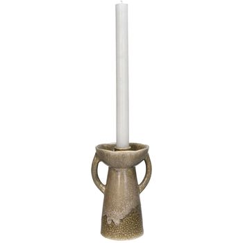 Candle Stick Stoneware Green 11x9.8x16cm