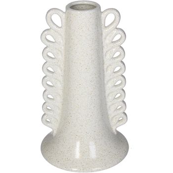 Vase Stoneware White 13x13x22.5cm