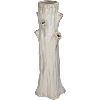 Vase Tree Trunk Stoneware White 18x17x49cm