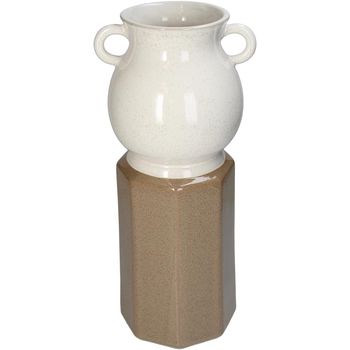 Vase Column Stoneware White 17.5x15.5x41cm