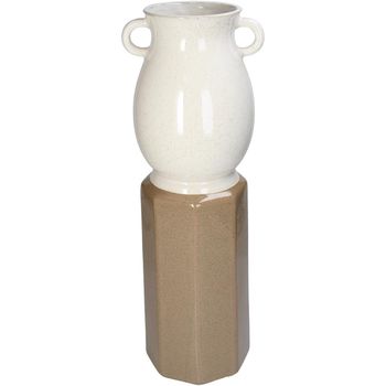 Vase Column Stoneware White 17x15x51.5cm