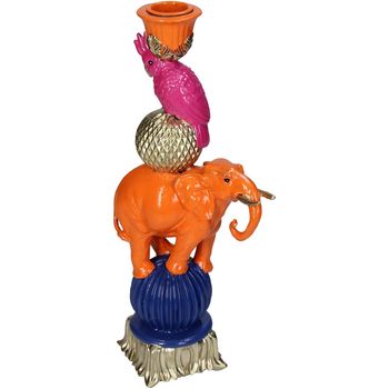 Candle Stick Elephant Polyresin Orange 12x8.5x26cm