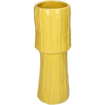 Vase Stoneware Yellow 9.6x9.6x27cm