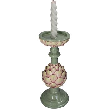 Candle Holder Artichoke Polyresin Green 13x13x31.3cm