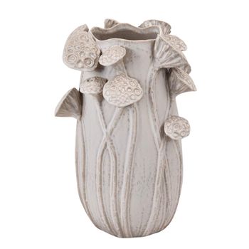 Vase Lotus Stoneware White 20.5x20x31cm