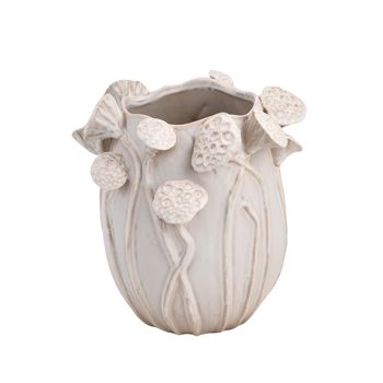 Vase Lotus Stoneware White 26.5x25.5x26.5cm