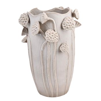 Vase Lotus Stoneware White 27.5x25.5x35cm