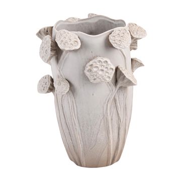 Vase Lotus Stoneware White 35.5x35x51cm