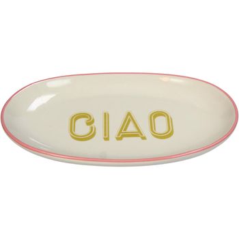 Teller Oval Ciao Steingut Weiß 21x12.5x2.5cm