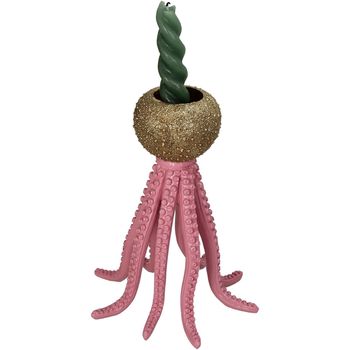 Candle Stick Octopus Polyresin Pink 16x16x20cm