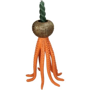 Candle Stick Octopus Polyresin Orange 17.5x17.5x27.5cm